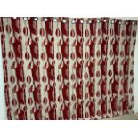 Single red chenille interlined euyelet curtain