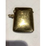 A 9ct gold vesta case. By Smith & Bartlam Birmingham 1922. Inscribed to front WLSW 1872-1922. 17.7g