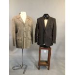 Pair of Norfolk wool jackets . Light brown tweed 46", dark brown jacket 46"