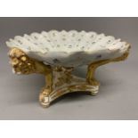 English Royal Crown Derby dish with golden lion supports.W:28cm x D:28cm x H:16.5cm