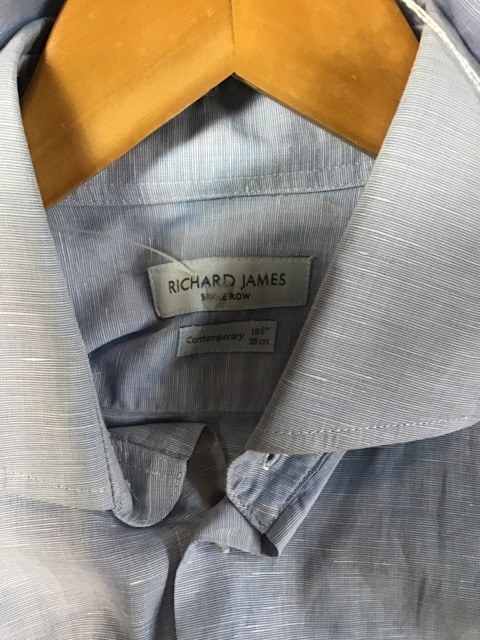 3 designer shirts including Richard James. Pale blue 15 1/2 collar, check size 39, pink collar 14 - Image 4 of 4