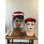 1930s wool felt hat with veil together with a 1930s wool hat