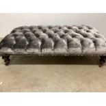 large victorian footstool later upholstered.W:120cm x D:60cm x H:25cm