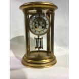 Samuel Marti brass and four bevelled glass cased mantel clock French, 19th Century, stamped '