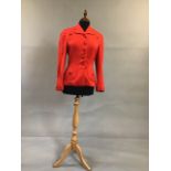 1940s Red wool fitted jacket with covered buttons