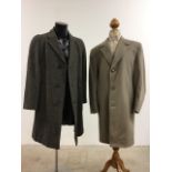 A Crombie cloth tweed overcoat 44together with a vintage car coat 42