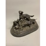 A 19th Century French Patinated Bronze Animal Group depicting Pointer and Setter marking a