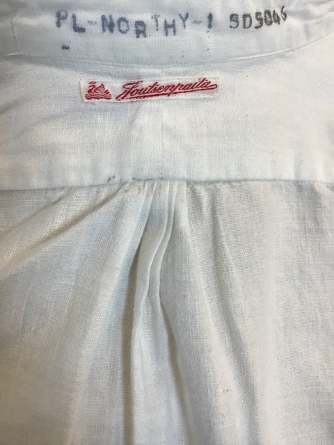 Pair of vintage collarless white formal shirts. Well worn, 15 collar - Image 5 of 7