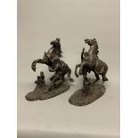 A pair of spelter Marley horses.