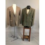 Pair of Harris tweed jackets. Beige jacket 44L, darker tweed 44"