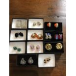 Large quantity of vintage costume earrings