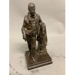 A bronzed figure of Sir Walter Scott on plinth base. H:23cm