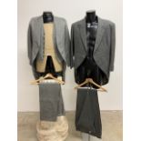 Two vintage grey three piece morning suits. Both size 40.