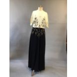 1940s sequin & crepe gown with belt