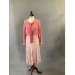 1930s silk day dress with godet pleats together with matching bolero jacket. 34/36" bust