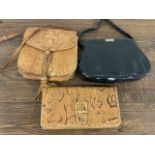 Three leather handbags including crocodile skin