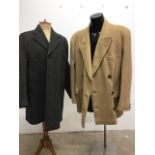 A crombie cloth overcoat 44 chest and a 1950s bespoke overcoat 46 chest