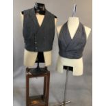 Pair of vintage wool grey morning suit waistcoats. Check waistcoat some damage to lining. Outers