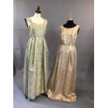 1940s Lame brocade gown together with a 1950s Lame gown