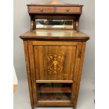 An Edwardian inlaid mahogany music cabinet. W:57cm x D:37cm x H:120cm