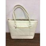 A cream leather satchel bag by Osprey London