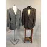 Pair of Harris tweed jackets. Dark brown jacket 44", grey jacket 44"