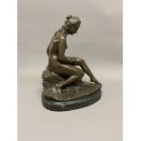 AFTER CHRISTOPHER-GABRIEL ALLEGRAIN (1710-1795) FRENCH A FINE BRONZE OF VENUS AU BAIN, seated on