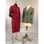 1960s ladies Tweed jacket by Alexon 36together with a 1940s raspberry wool suit by Dereta skirt