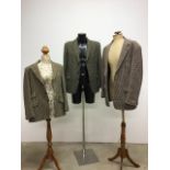 Three vintage gentlemens tweed jackets. Sizes 40L.