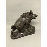 A Large BRONZE SCULPTURE OF An ITALIAN WILD BOAR, Indistinctly signed. W:22cm x D:56cm x H:44cm