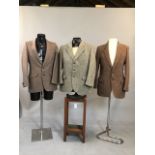 2 Harris tweed jackets together with a Aquascutum wool jacket 36", Sears jacket 42", Dunn &Co
