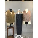 2 vintage 4 pocket waistcoats together with a pair of morning trousers 38/36