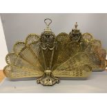 A pair of 19th century brass peacock fire screens.W:97cm x D:15cm x H:69cm