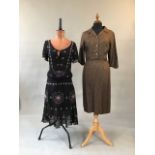 Vintage silk chiffon beaded dress by Alice Temperley size 8 together with a 1940s silk