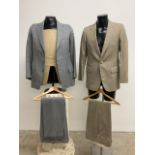 A lightweight summer suit by Aquascutem. 40C together with a grey three button bespoke gabardine two