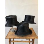 3 vintage top hats