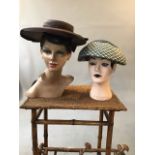 1950s 'new look' hat together with a 1930s straw picture hat