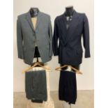 A bespoke vintage pinstriped double breasted suit size 42, together with a vintage wool two piece