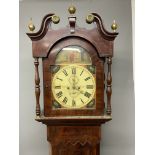 A 19th Century mahogany longcase clock, the arched hood with swan neck pediment above a