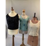 Three 1960s sequinned wool evening tops