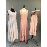 2 1930s silk slips together with a 1940s silk slip