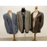 A gentleman's vintage leather jacket 36 together with two gents tweed jackets. Tweed jacket