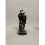 A bronze model of a pair of vultures on a marble base. 32cm(h) signed Roshard.