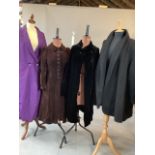 Collection 4 ladies coats to include 80â€™s purple Next coat 8/10, brown velvet Kelly coat size 8/