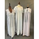 Three vintage night dresses to include two Christian Dior lawn night dresses and one Lunn Antiques