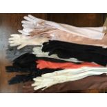 Collection of mid century ladies evening gloves some leather