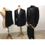 A vintage double breasted dinner jacket together with two pairs of dress trousers(40W) and a