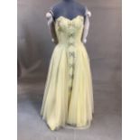 1950s Couture Tulle and sequin strapless, boned dress. 32" bust