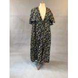 1940s silk brocade caped coat