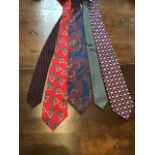 Collection of vintage designer silk ties including Ralph Lauren and Liberty